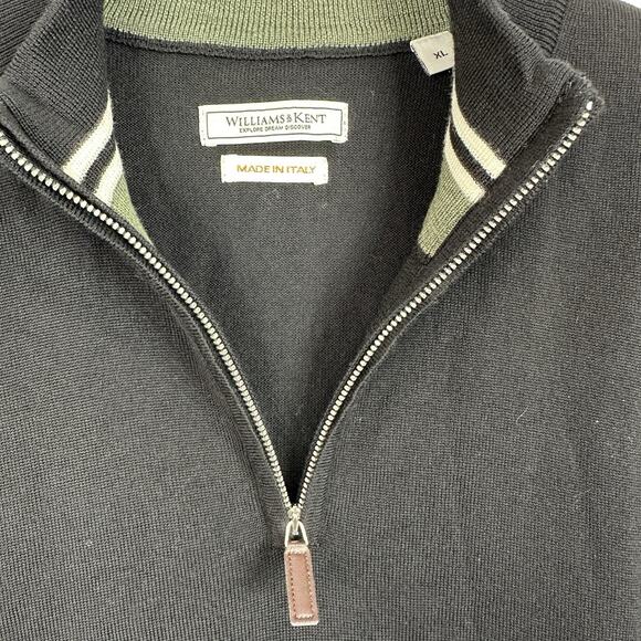 Williams Kent Sweater Mens XL Italian Merino Wool Black 1/4 Zip Vest Golf Preppy - Picture 6 of 11